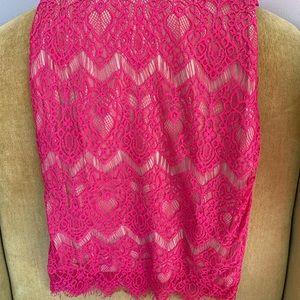 Bebe Lace Inset Sleeveless Eyelash Hem Bodycon Dress in Blush Pink, Size XL NWT